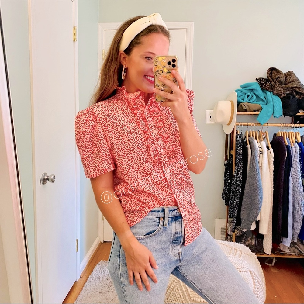 Vintage Lucky Winner Red Polka Dot Ruffle puff top